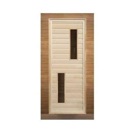 Дверь для бани липа с 2-мя стеклами (кор. хвоя) 1900x700 (без петель) купить в Слуцке