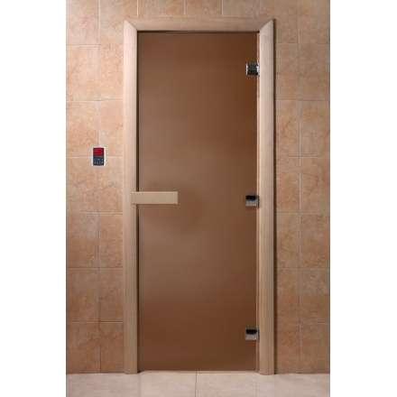 Дверь для сауны Doorwood Теплая ночь 1900x700 (коробка листва, стекло 8 мм, 3 петли) в Слуцке