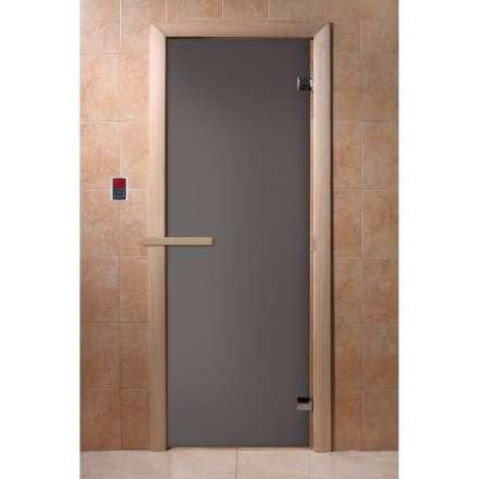 Дверь для бани Doorwood Графит матовый 1900x700 мм (коробка хвоя, стекло 6 мм, 2 петли) в Слуцке