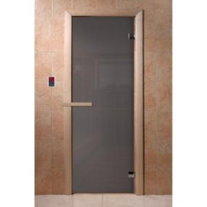 Дверь для бани Doorwood Графит 1900x700 мм (коробка хвоя, стекло 8 мм, 2 петли) в Слуцке