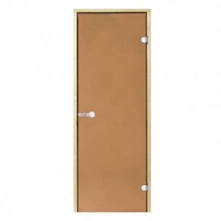 Дверь для бани стеклянная Harvia 7/19 коробка сосна, бронза в Слуцке