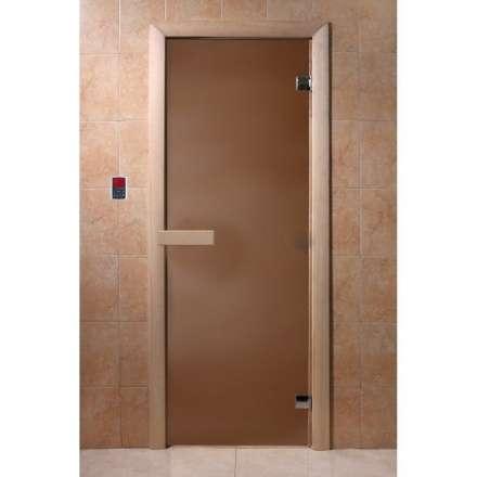 Дверь для бани стеклянная Doorwood Бронза матовая 1800x700 (хвоя, стекло 6 мм, 2 петли) в Слуцке