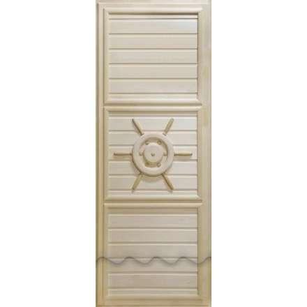 Дверь деревянная для бани DoorWood Штурвал 1840x740 без иллюминатора Эконом в Слуцке