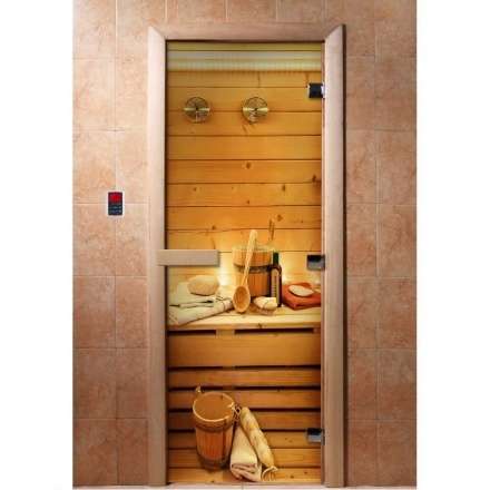 Дверь для сауны Doorwood с фотопечатью A033 1900x700 в Слуцке