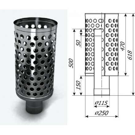 Каменка натрубная ДИЗЕЛЬ, ф115, 1/0,5мм, нерж/нерж в Слуцке