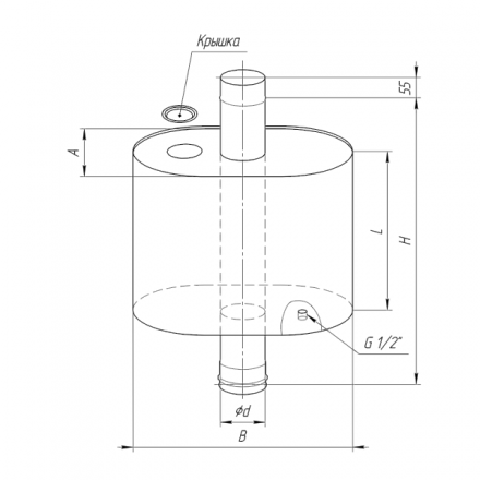 Бак Ferrum Комфорт эллиптический с трубой 50 л в Слуцке