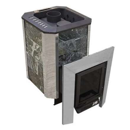 Печь банная Пегас 16 со стеклом в камне змеевик фото в Слуцке