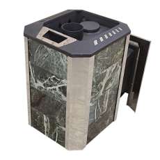 Печь Пегас 16 панорама в камне змеевик в Слуцке