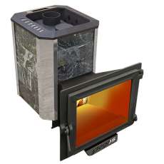 Печь Пегас 16 панорама в камне змеевик Амазонка бай фото в Слуцке