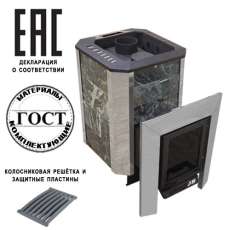 Печь Пегас 16 со стеклом в камне змеевик в Слуцке