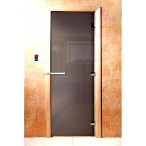 Дверь для сауны Doorwood Сумерки Графит прозрачный 1800x700 (стекло 8 мм, 3 петли) в Слуцке