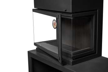 Камин МАДРИД на дровнике Гигант слева черный\белый шамот в Слуцке