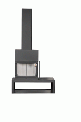 Камин МАДРИД на дровнике Гигант слева черный\белый шамот в Слуцке