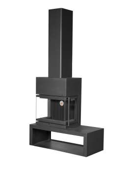Камин МАДРИД на дровнике Гигант слева черный\белый шамот в Слуцке