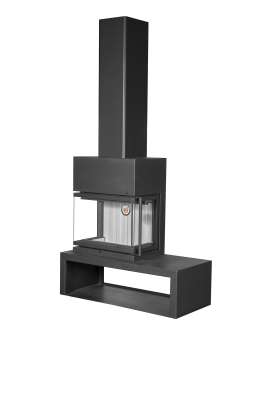 Камин МАДРИД на дровнике Гигант слева черный\белый шамот в Слуцке