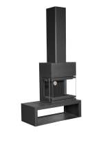 Камин МАДРИД на дровнике Гигант справа черный\белый шамот в Слуцке