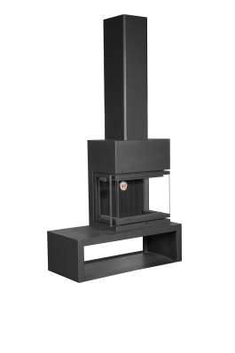 Камин МАДРИД на дровнике Гигант справа черный\белый шамот в Слуцке