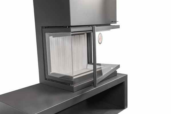 Камин МАДРИД на дровнике Гигант справа черный\белый шамот в Слуцке