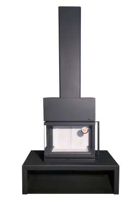 Камин МАДРИД на дровнике Гигант центральный черный\белый шамот в Слуцке