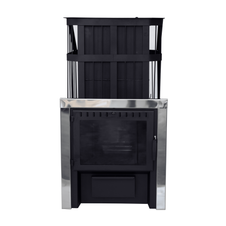 Печь банная Сибирь-24 c закрытой каменкой, панорамная дверца в Слуцке