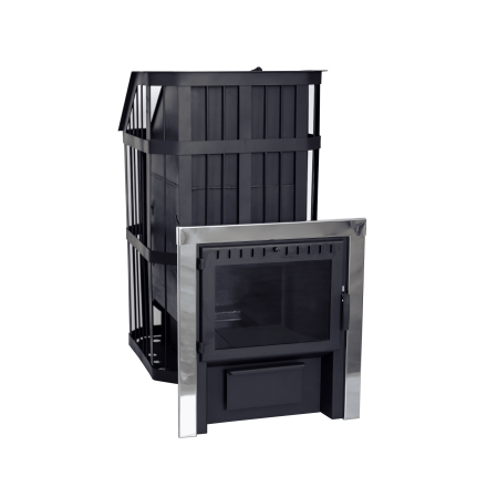 Печь банная Сибирь-24 c закрытой каменкой, панорамная дверца в Слуцке