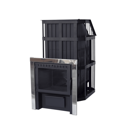 Печь банная Сибирь-24 c закрытой каменкой, панорамная дверца Амазонка бай фото в Слуцке