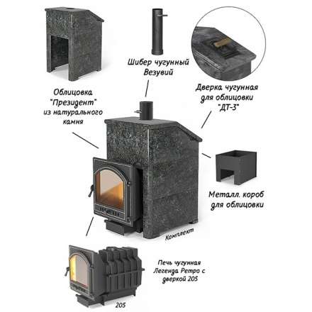 Комплект Президент Везувий Легенда Ретро 205 Пироксенит Элит в Слуцке