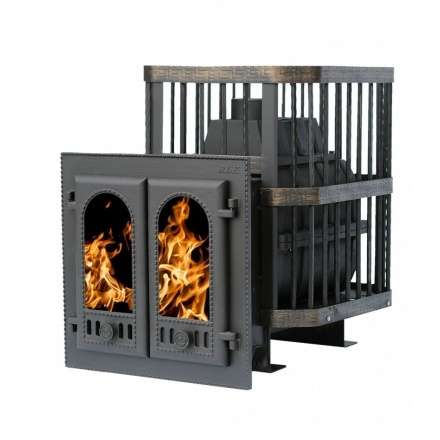 Печь банная Сибирь-24 с двухстворчатой каминной дверцей Амазонка бай фото в Слуцке