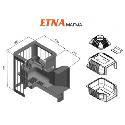 Печь для бани Этна Магма 18 (Панорама) в Слуцке