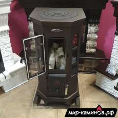 Недорогая стальная печь Термофор Статика Секста, чёрная бронза фото в интерьере в Слуцке