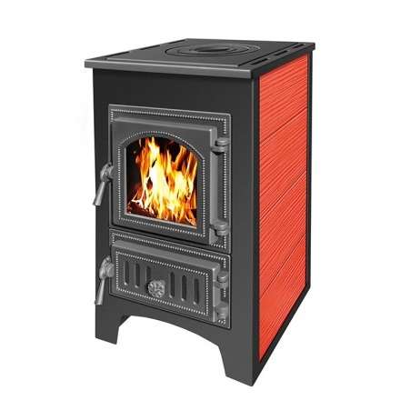 Печь-камин Везувий ПК-01 (270) с плитой  красная 9 кВт Амазонка бай фото в Слуцке