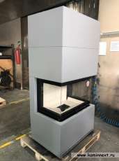 Стильный камин с большим стеклом Родос 800 фото в Слуцке