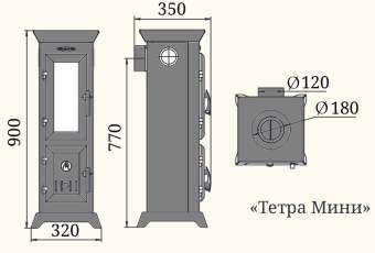 Отопительная печь Термофор Статика Тетра Мини, чёрная бронза фото в Слуцке