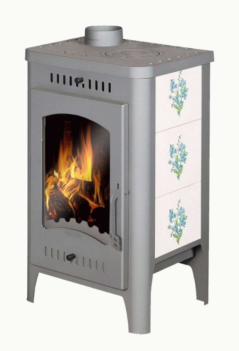 Печь-камин Бавария Оптима Незабудка с плитой фото в Слуцке