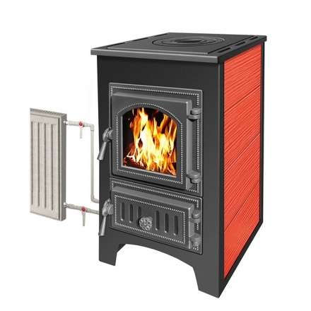 Печь-камин Везувий ПК-01 (270) с плитой и т/о красный 9 кВт купить в Слуцке