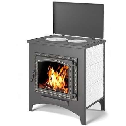 Печь-камин Везувий ПК-04 (240) с плитой беж 12 кВт Амазонка бай фото в Слуцке