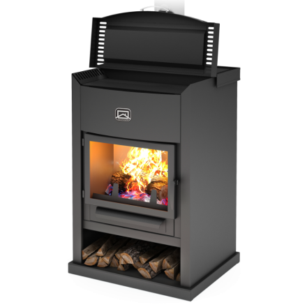 Стальной камин с дровницей Теплодар ОВ-120 (прямой) фото в Слуцке