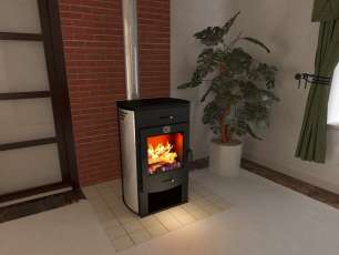 Стальной камин со стеклом Теплодар Танго фото в Слуцке