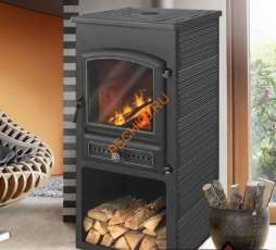 Недорогой стальной печь-камин со стеклом ЭТНА (БКД) с плитой Амазонка бай фото в Слуцке