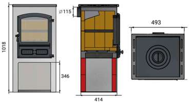 Стальной камин со стеклом ЭТНА (БКД) с плитой и теплообменником фото в Слуцке