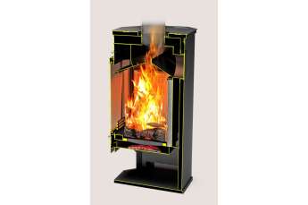 Стальной недорогой камин с дровницей Теплодар Румба фото в Слуцке