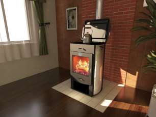 Стальной недорогой камин со стеклом Теплодар Танго плюс фото в Слуцке