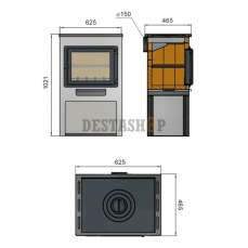 Стальная печь-камин со стеклом ЭТНА (Панорама) с плитой Амазонка бай фото в Слуцке
