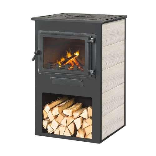 Печь-камин ЭТНА (Панорама) с плитой Амазонка бай фото в Слуцке