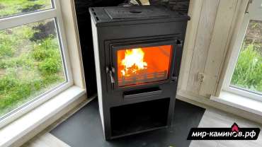 Недорогой печь-камин ЭТНА (Панорама) с плитой и ТО Антрацит" высокий фото в Слуцке