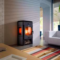 Стильный камин с тремя стеклами Теплодар Танго Трио фото в интерьере в Слуцке