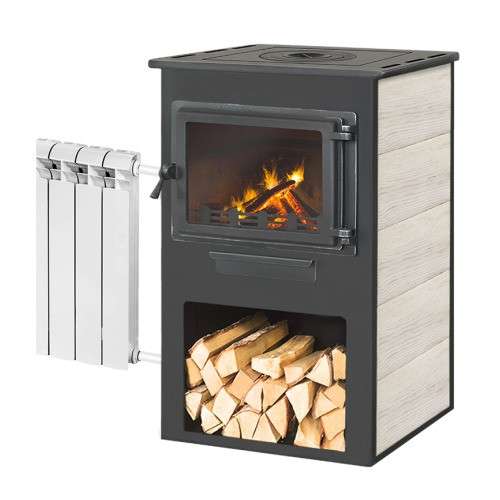 Печь-камин ЭТНА (Панорама) с плитой и ТО Амазонка бай фото в Слуцке