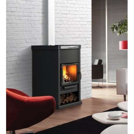 Стальной недорогой камин Теплодар ОВ-140 (прямой) фото в интерьере в Слуцке