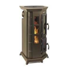 Отопительная недорогая печь Термофор Статика Квинта, чёрная бронза фото с боку в Слуцке