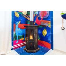 Угловая стальная печь Термофор Статика Квинта, чёрная бронза фото в Слуцке